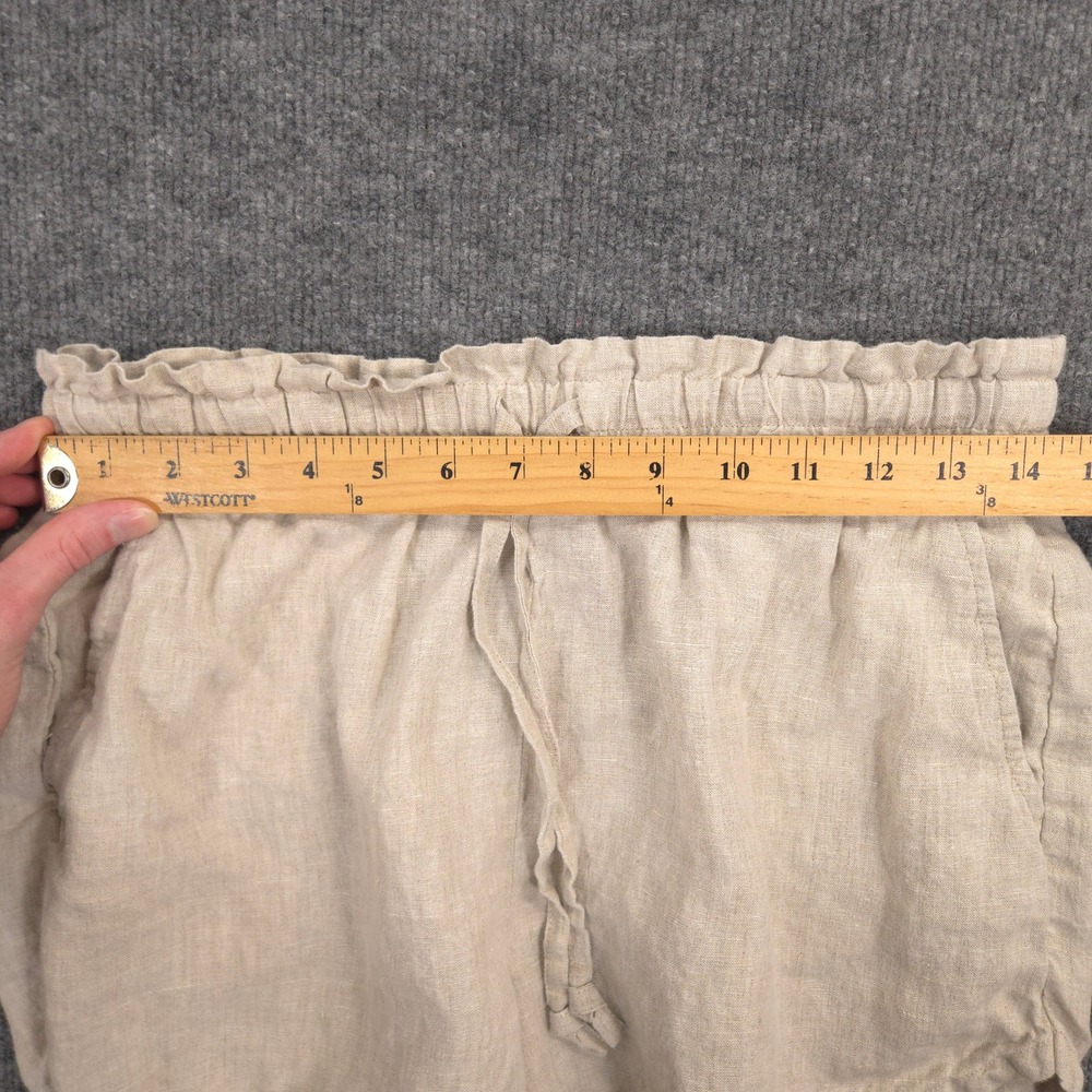 Faherty Laguna Linen Tie Waist Shorts Womens Small Flax Beige High Rise Casual - Picture 5 of 9